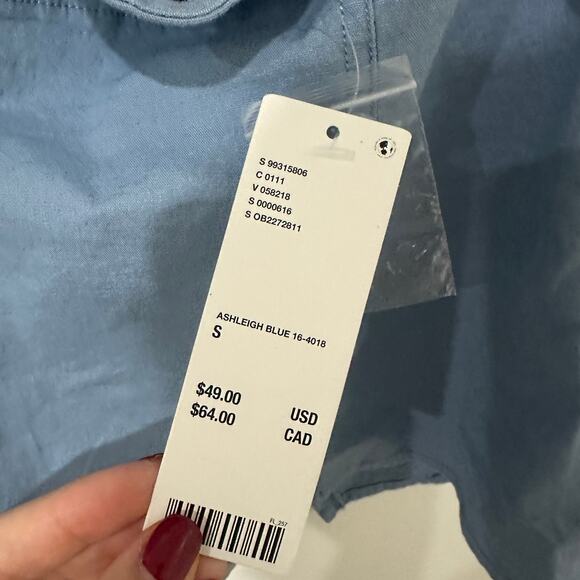 S Urban Outfitters Chambry Blue Corset Halter Top NWT Linen Blend - Picture 6 of 8